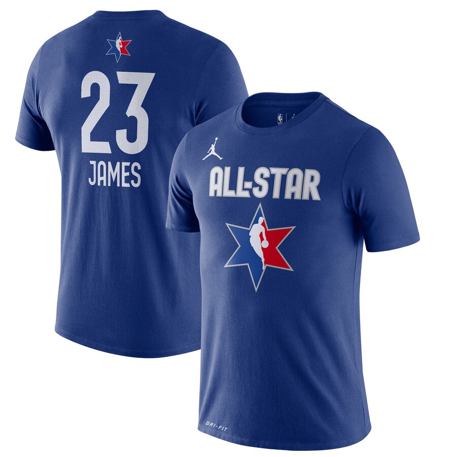 Men LeBron James Jordan Brand 2020 NBA AllStar Game Name & Number Player TShirt  Blue->nba t-shirts->Sports Accessory